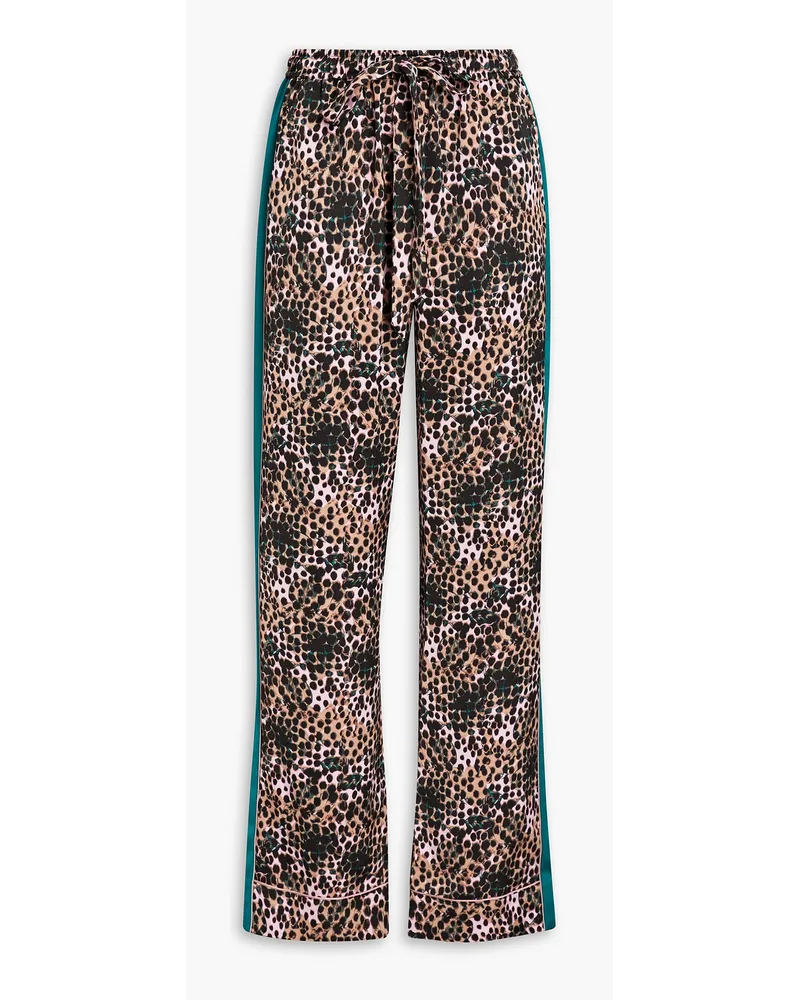 Diane von Furstenberg Maslin gathered leopard-print satin straight-leg pants - Pink Pink