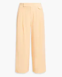 Equipment Saganne cropped pleated washed-silk wide-leg pants - Orange Orange