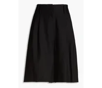 Pleated wool-blend twill shorts - Black