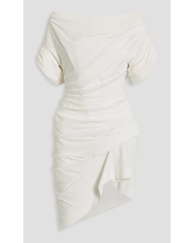 Alexander Wang Asymmetric ruched cotton-jersey mini dress - White White