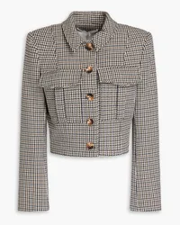 Veronica Beard Fulham cropped houndstooth jersey blazer - Blue Blue