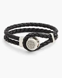 Montblanc Silver-tone woven leather bracelet - Black Black