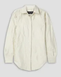 Brandon Maxwell Allie crinkled satin-twill shirt - White White