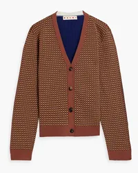 Marni Jacquard-knit and ribbed wool-blend cardigan - Brown Brown