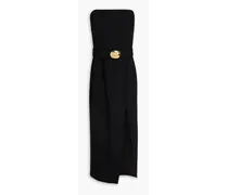 Charlie strapless belted crepe midi dress - Black