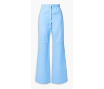 Leather straight-leg pants - Blue