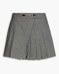 Maje Skirt-effect houndstooth wool-blend tweed shorts - Black Black