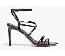 Delanie faux patent-leather sandals - Black