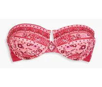 Paisley-print underwired bandeau bikini top - Pink