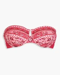 Zimmermann Paisley-print underwired bandeau bikini top - Pink Pink