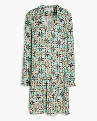 Saloni Jas-B printed crepe mini dress - Blue Blue