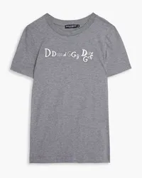 Dolce & Gabbana Embroidered cotton-jersey T-shirt - Gray Gray