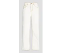 High-rise straight-leg jeans - White