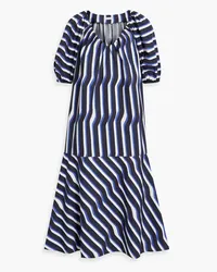 Iris & Ink Esme striped organic cotton-poplin midi dress - Blue Blue