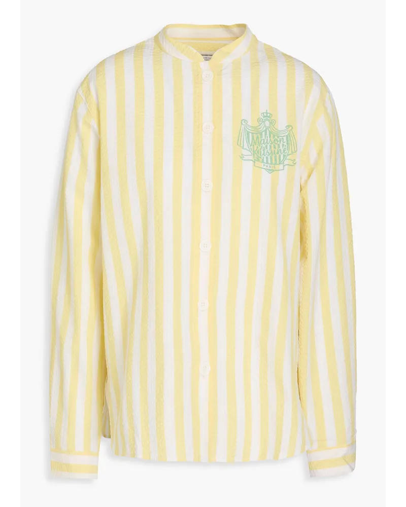 Kitsuné Striped logo-print shirt - Yellow Yellow