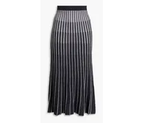 Metallic ribbed-knit midi skirt - Black