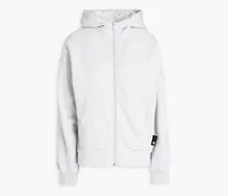 Mélange cotton-blend fleece hoodie - Gray