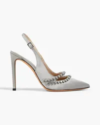 IRO Reja crystal-embellished satin slingback pumps - Gray Gray