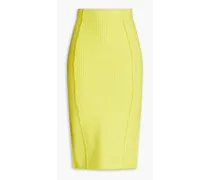 Ribbed-knit midi pencil skirt - Yellow
