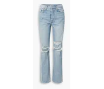 Mica distressed high-rise straight-leg jeans - Blue