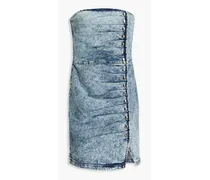 Megh strapless pleated denim mini dress - Blue