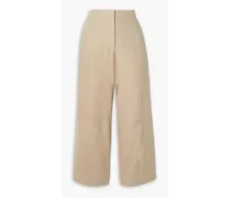 Cropped linen wide-leg pants - Neutral