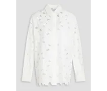 Cutout cotton-blend poplin shirt - White