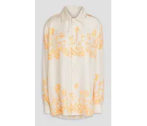 Sabrin floral-print silk-twill shirt - White
