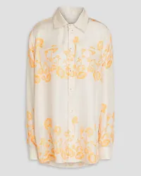 Nanushka Sabrin floral-print silk-twill shirt - White White