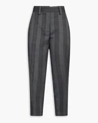 Acne Studios Cropped Prince of Wales checked wool-blend tapered pants - Blue Blue