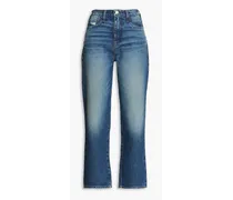Le Jane Crop faded high-rise wide-leg jeans - Blue