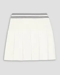 Tory Burch Pleated striped ribbed-knit tennis skirt - White White