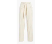Roxie linen-blend straight-leg pants - White