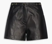 Embellished leather shorts - Black