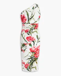 Dolce & Gabbana One-shoulder draped floral-print stretch-cotton midi dress - Orange Orange