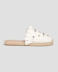 RED Valentino Crystal-embellished faux raffia mules - White White