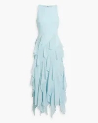 Badgley Mischka Ruffled chiffon midi dress - Blue Blue