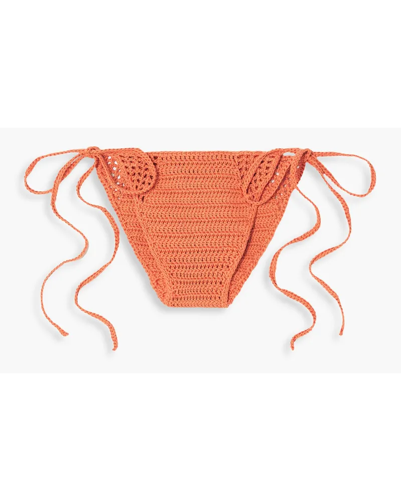 Cult Gaia Dylan crocheted cotton low-rise bikini briefs - Orange Orange