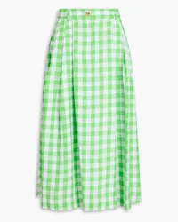 Mara Hoffman Tulay pleated checked hemp maxi skirt - Green Green