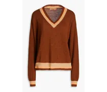 Striped alpaca-blend sweater - Brown