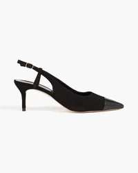 Claudie Pierlot Leather-trimmed suede slingback pumps - Black Black