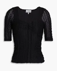 Ganni Stretch-lace top - Black Black