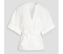 Belted TENCEL™-blend top - White