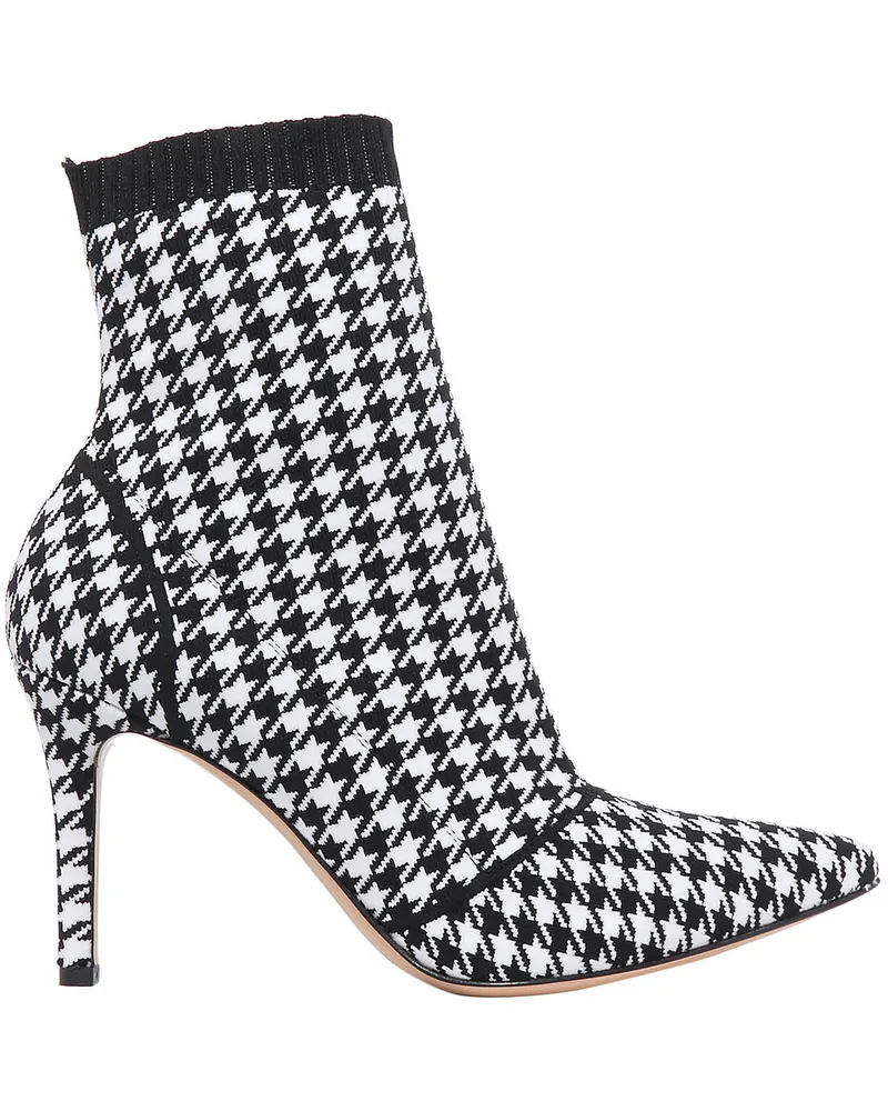Gianvito Rossi 85 houndstooth stretch-knit sock boots - Black Black