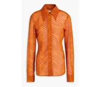 Embossed snake-print georgette shirt - Orange