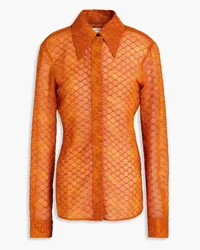 Victoria Beckham Embossed snake-print georgette shirt - Orange Orange