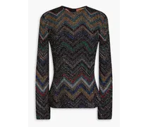 Sequin-embellished crochet-knit top - Black