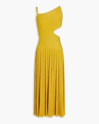 Zimmermann Cutout metallic ribbed-knit midi dress - Yellow Yellow