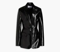 Crinkled faux patent-leather blazer - Black