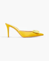 Gianvito Rossi Jaipur 85 crystal-embellished satin mules - Yellow Yellow